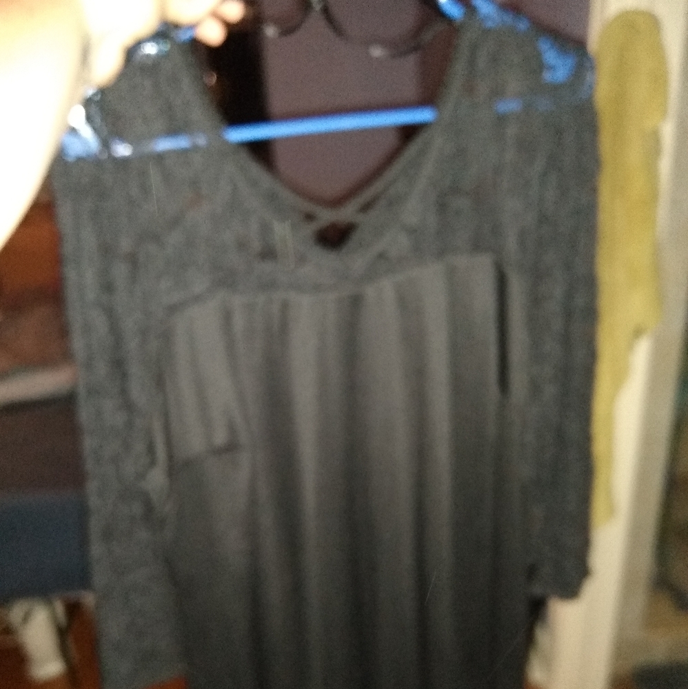 Lace top black dress 1x